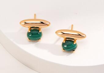 Natural Lapis Lazuli/Malachite Stud Earrings