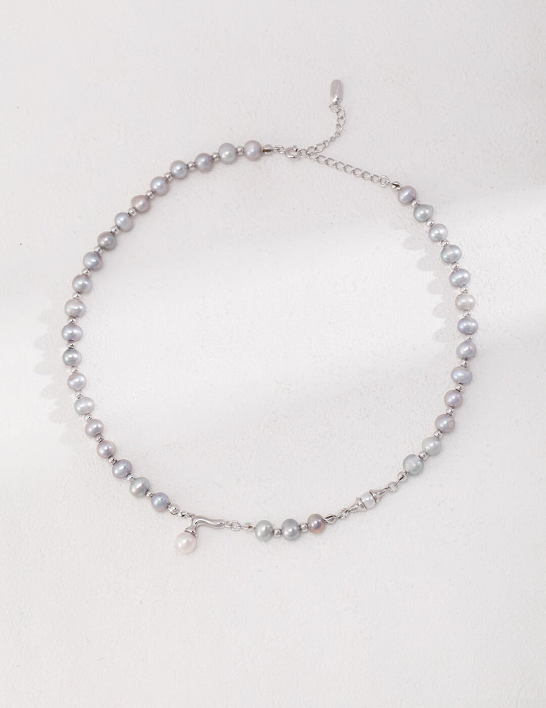 Sterling Silver Gray Pearl Necklace