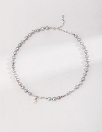 Sterling Silver Gray Pearl Necklace
