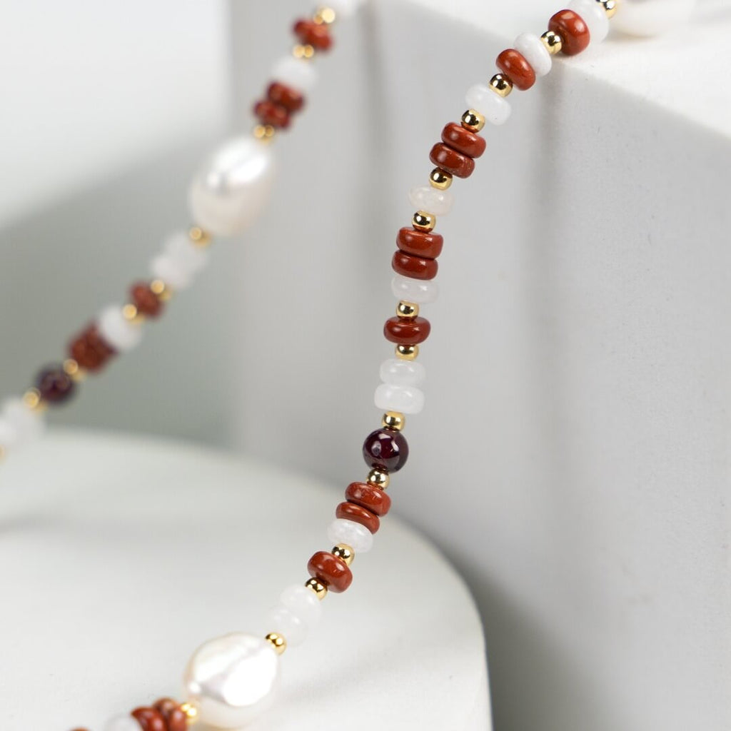 Baroque Gemstone Shell Beaded Necklace