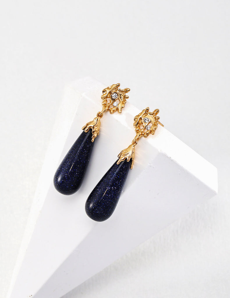 Blue Sand stone Vintage Earrings