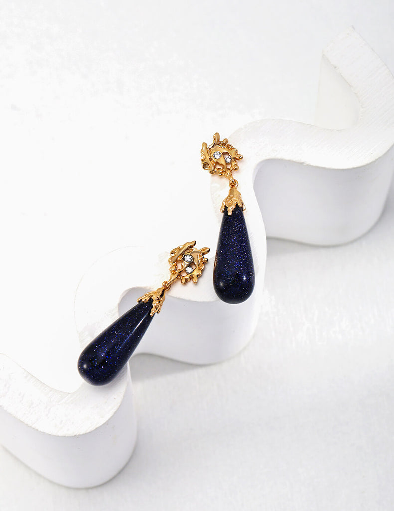 Blue Sand stone Vintage Earrings