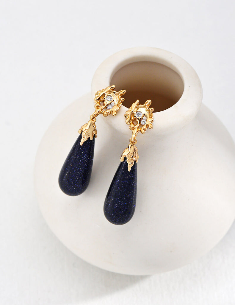 Blue Sand stone Vintage Earrings