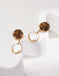 Coffee & Milk Two Button Beads Dangle Earrings