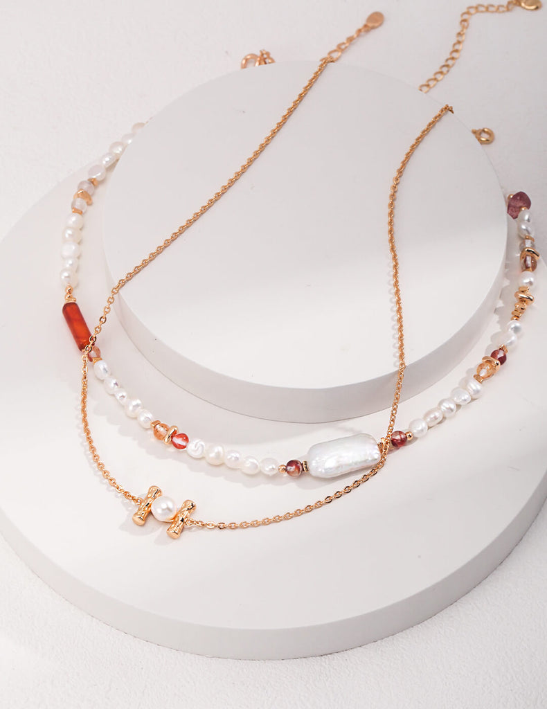 Strawberry Quartz & Pearl Necklace