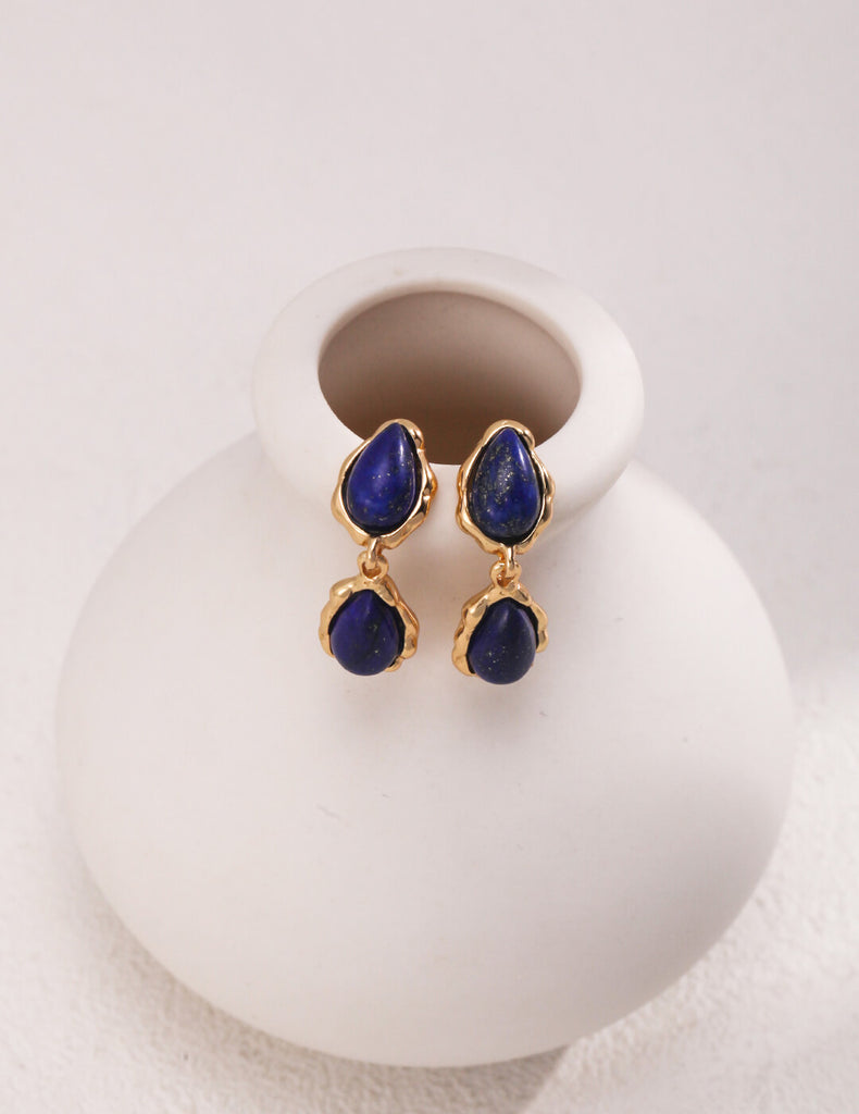 Double Drop Lapis Lazuli Earrings