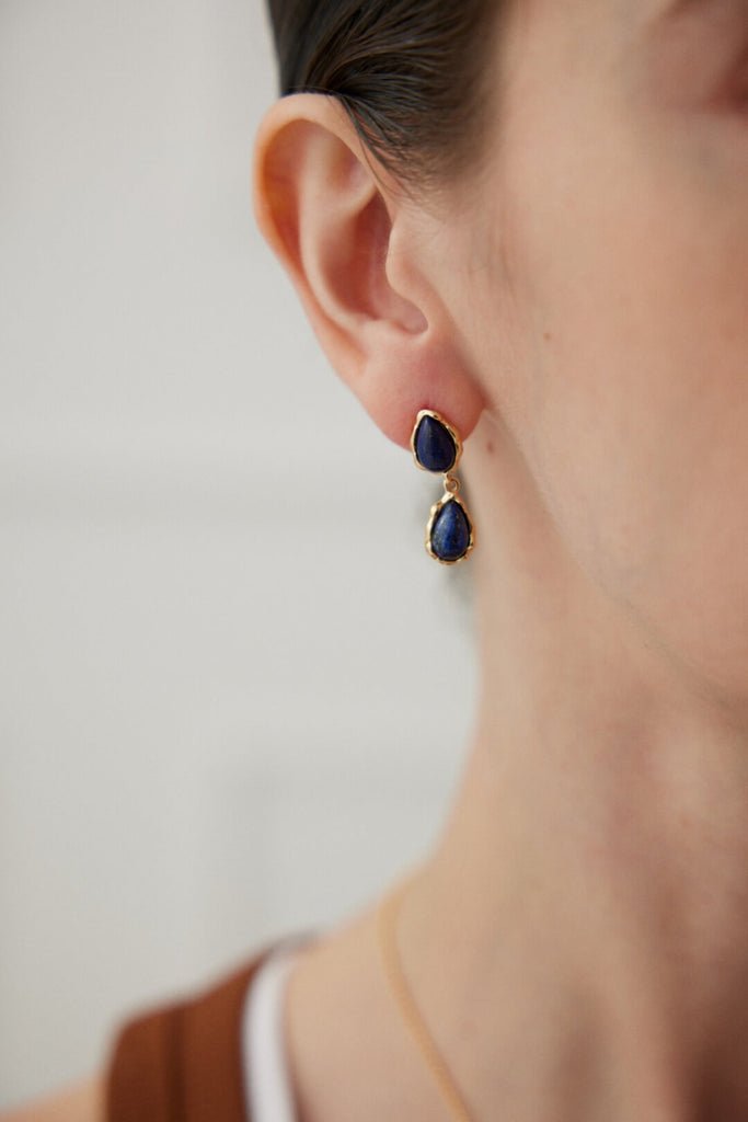 Double Drop Lapis Lazuli Earrings