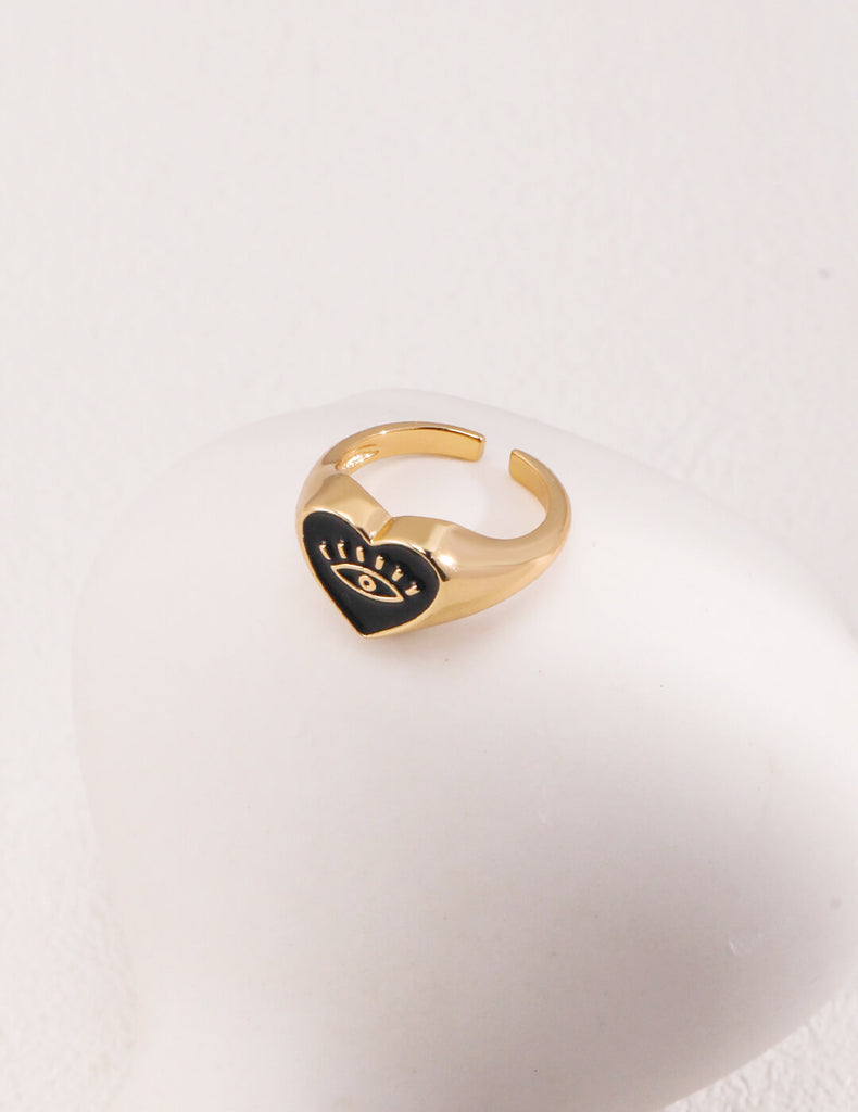 Drip Glazed Heart Eyes Pattern Ring