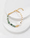 Emerald Square Gemstone Pearl Bracelet