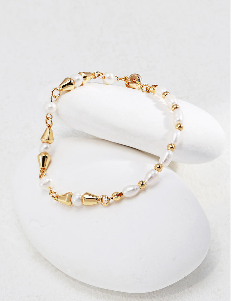 Gold Beaded Pearl Bracelet