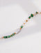 Green Gemstone Pearl Beaded Half Chain Necklace