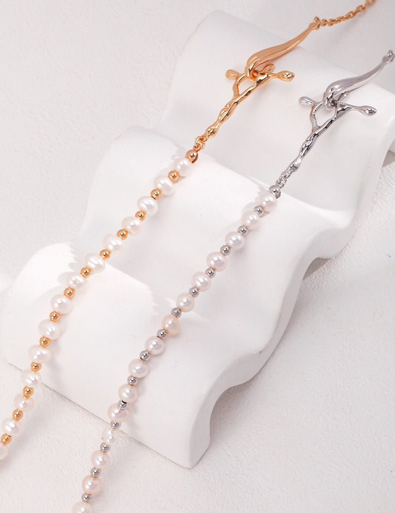 Half Pearl Half Chain Necklace