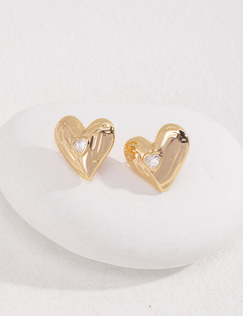 Heart Zircon Stud Earrings