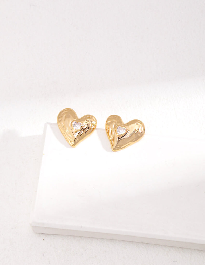 Heart Zircon Stud Earrings