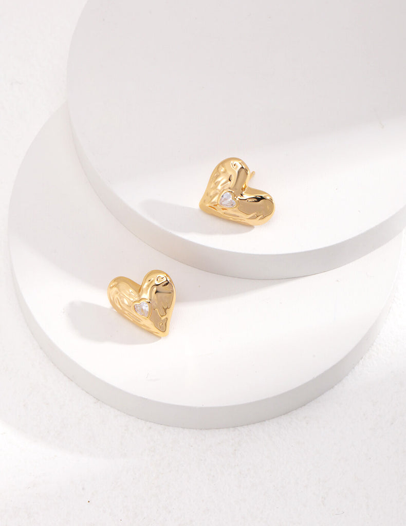 Heart Zircon Stud Earrings