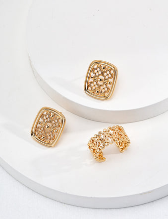 Hollow Cross Flower Ring