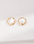 Irregular Bezel Set Shell Stud Earring