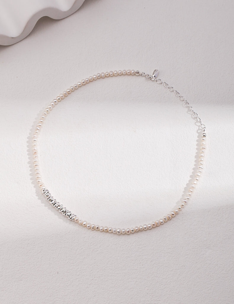 Irregular Silver Pieces Pearl Bracelet