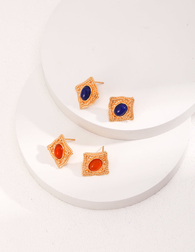 Lapis Lazuli / Carnelian Earrings