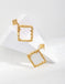 Lava Texture Bezel Square Shell Earrings