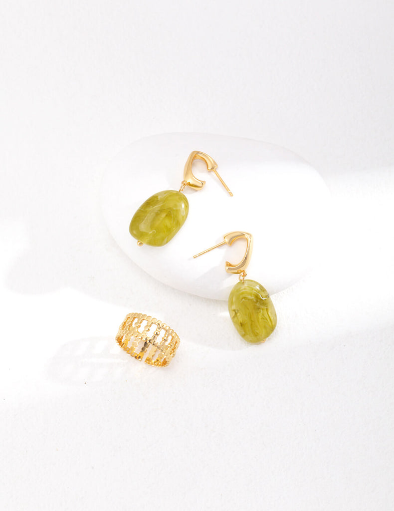 Light Green Resin Earrings