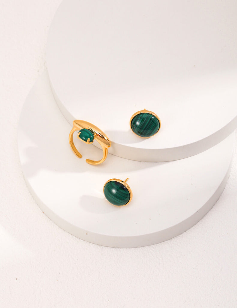 Malachite Bezel Earrings