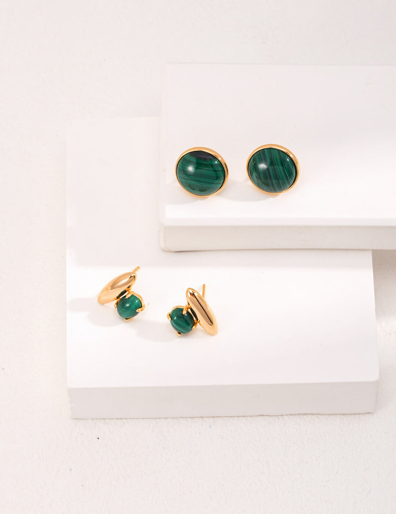 Malachite Bezel Earrings