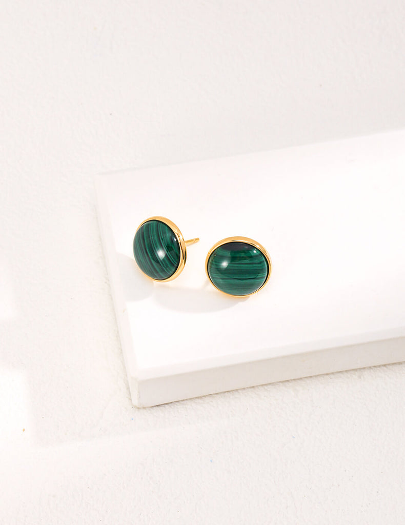 Malachite Bezel Earrings