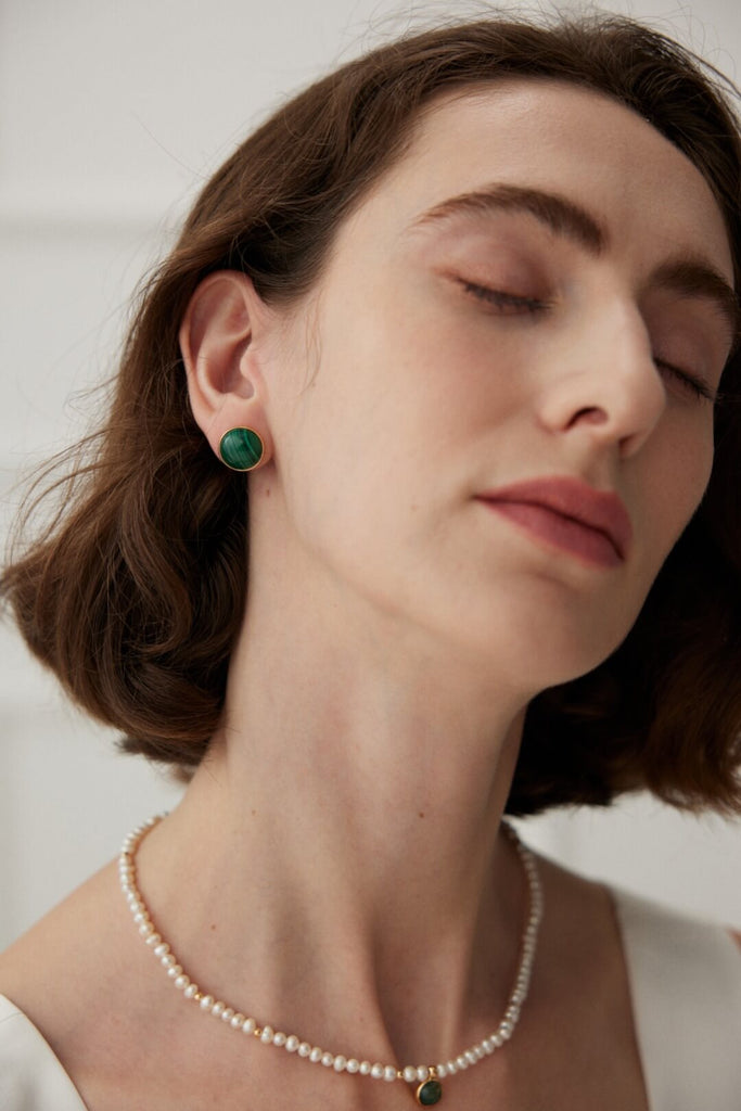 Malachite Bezel Earrings