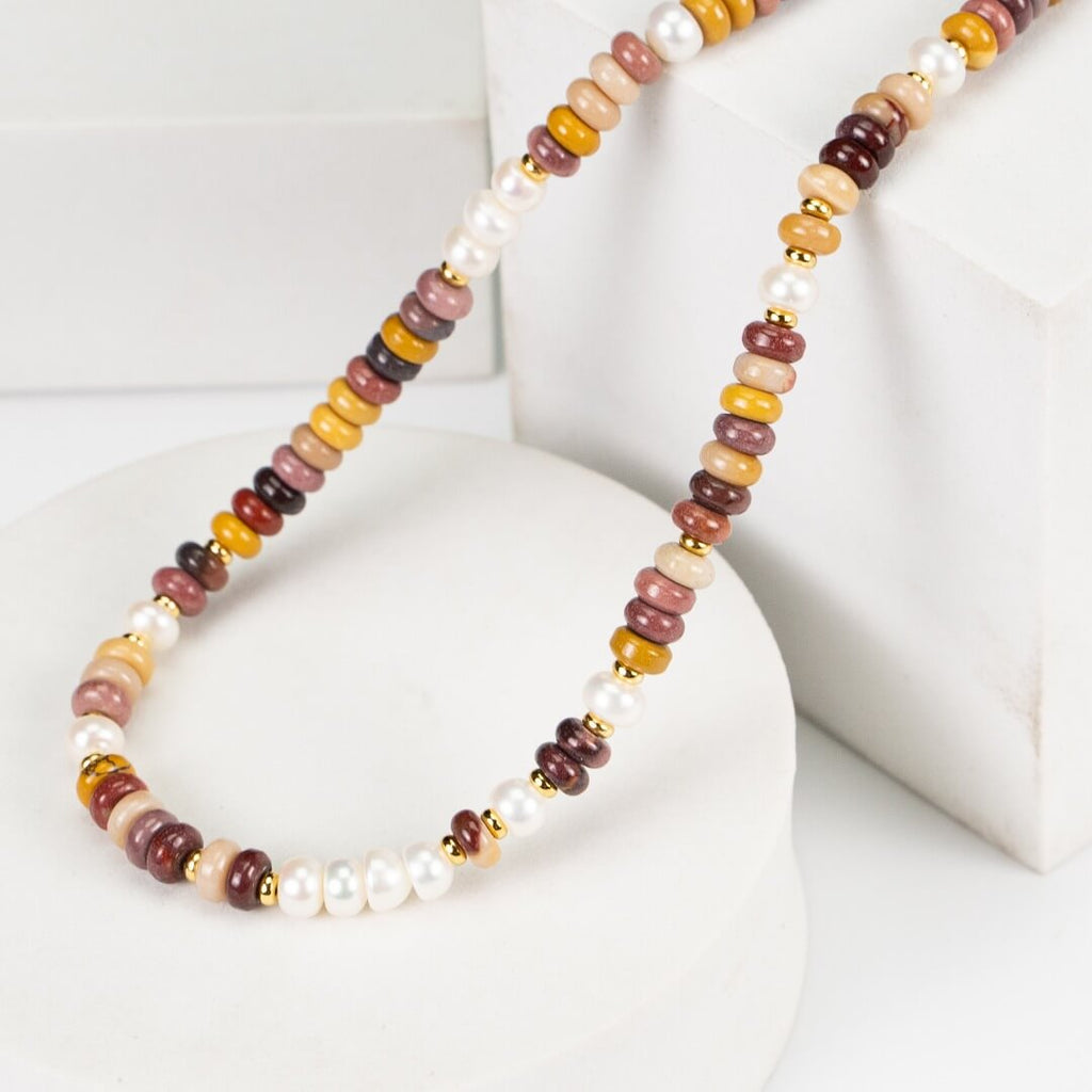 Natural Egg Yolk Pearl Bead Necklace