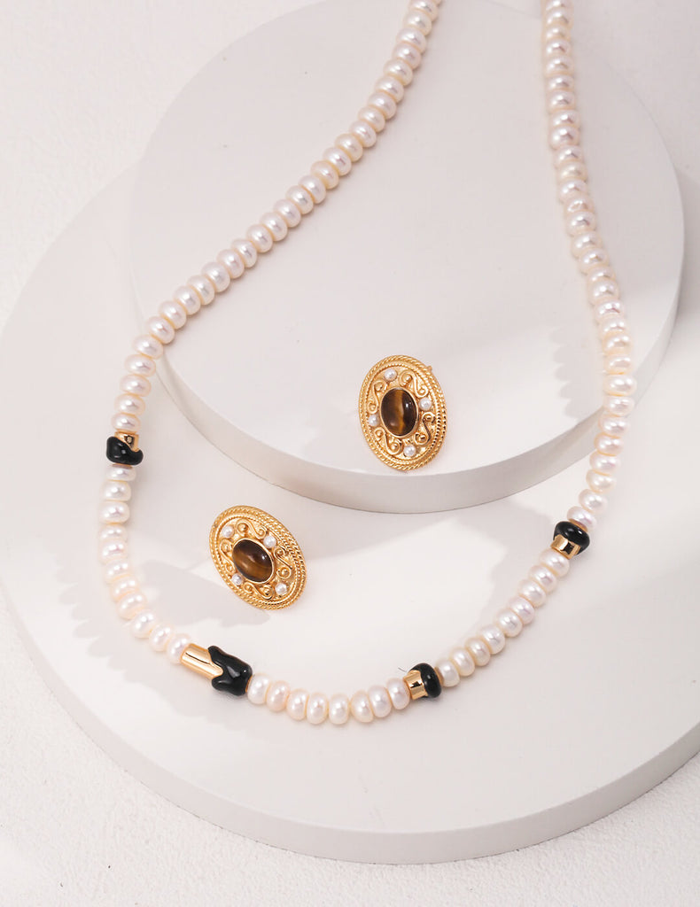 Natural Freshwater Oblate Pearls Necklace