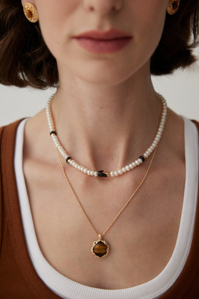 Natural Freshwater Oblate Pearls Necklace