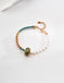 Natural Green Stone Lucky Beads Half Rope Half Pearl Bracelet