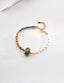 Natural Green Stone Lucky Beads Half Rope Half Pearl Bracelet