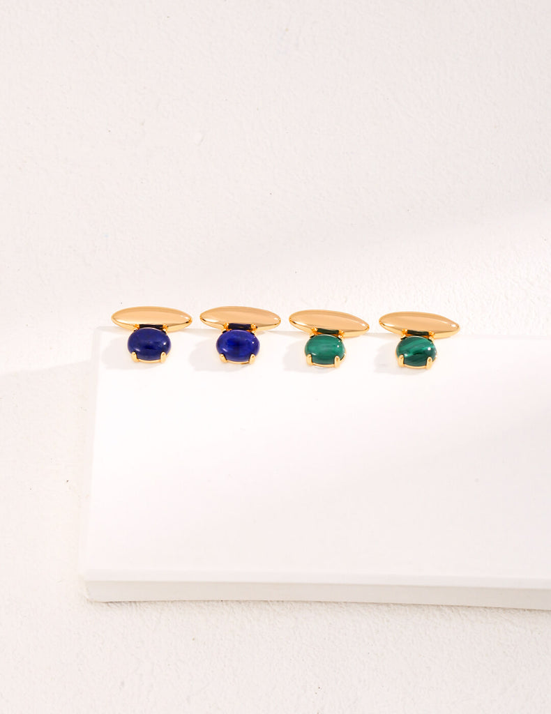 Natural Lapis LazuliMalachite Stud Earrings