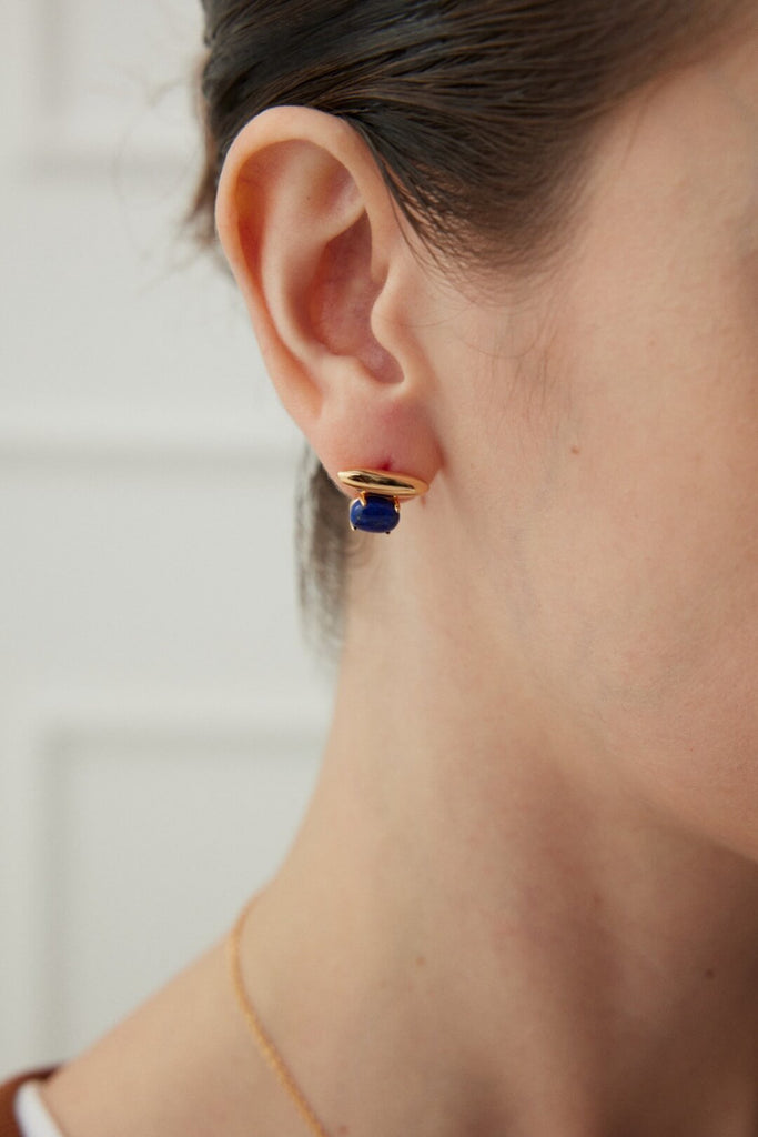 Natural Lapis LazuliMalachite Stud Earrings