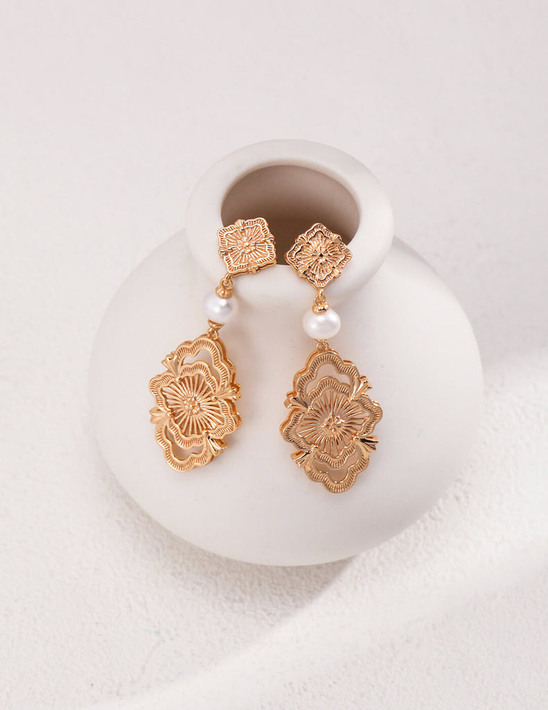 Palace Hollow Pattern Drop Earrings