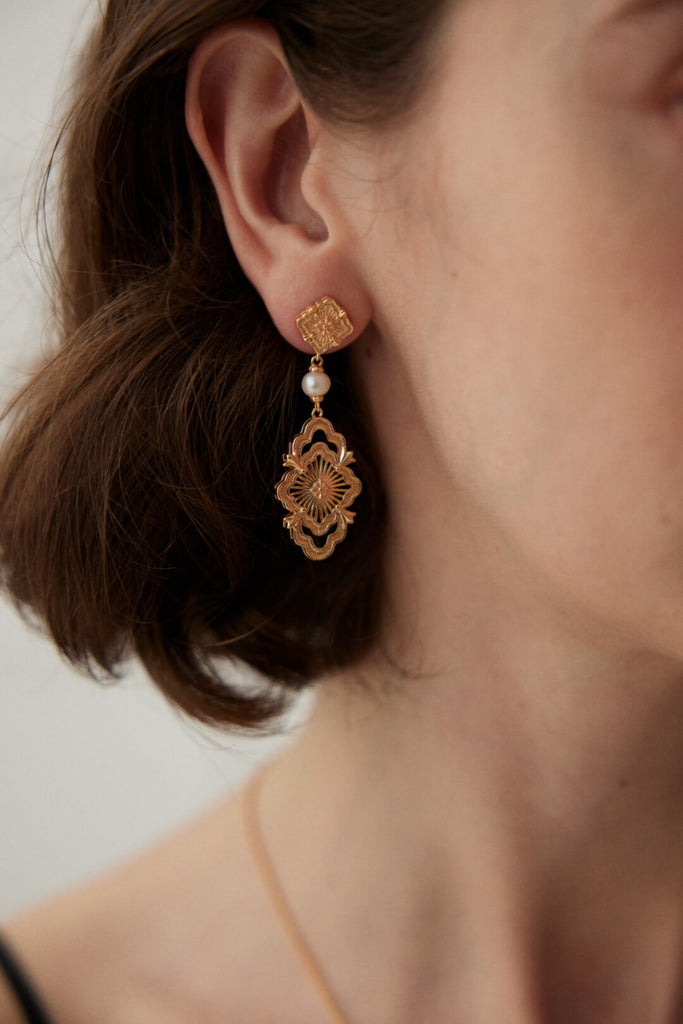 Palace Hollow Pattern Drop Earrings