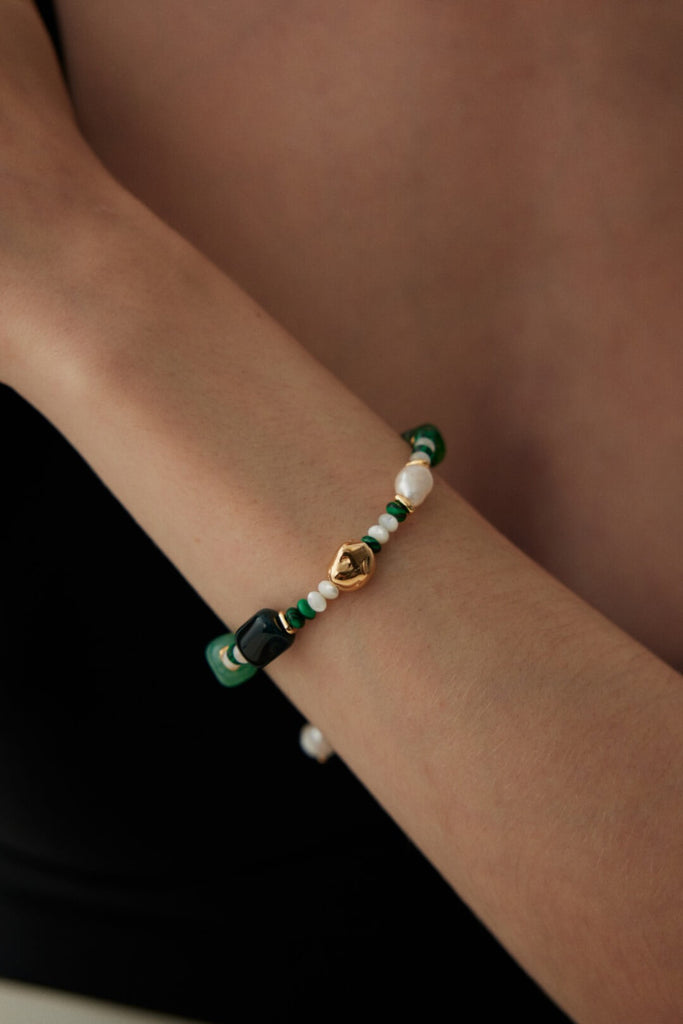 Pearl Agate Malachite Bracelet