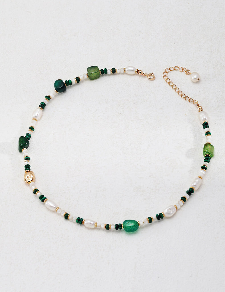 Pearl Agate Malachite Necklace bracelet