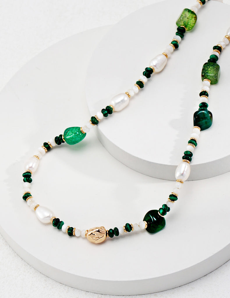 Pearl Agate Malachite Necklace bracelet