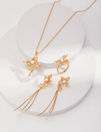 Phalaenopsis Tassel Pearl Earrings