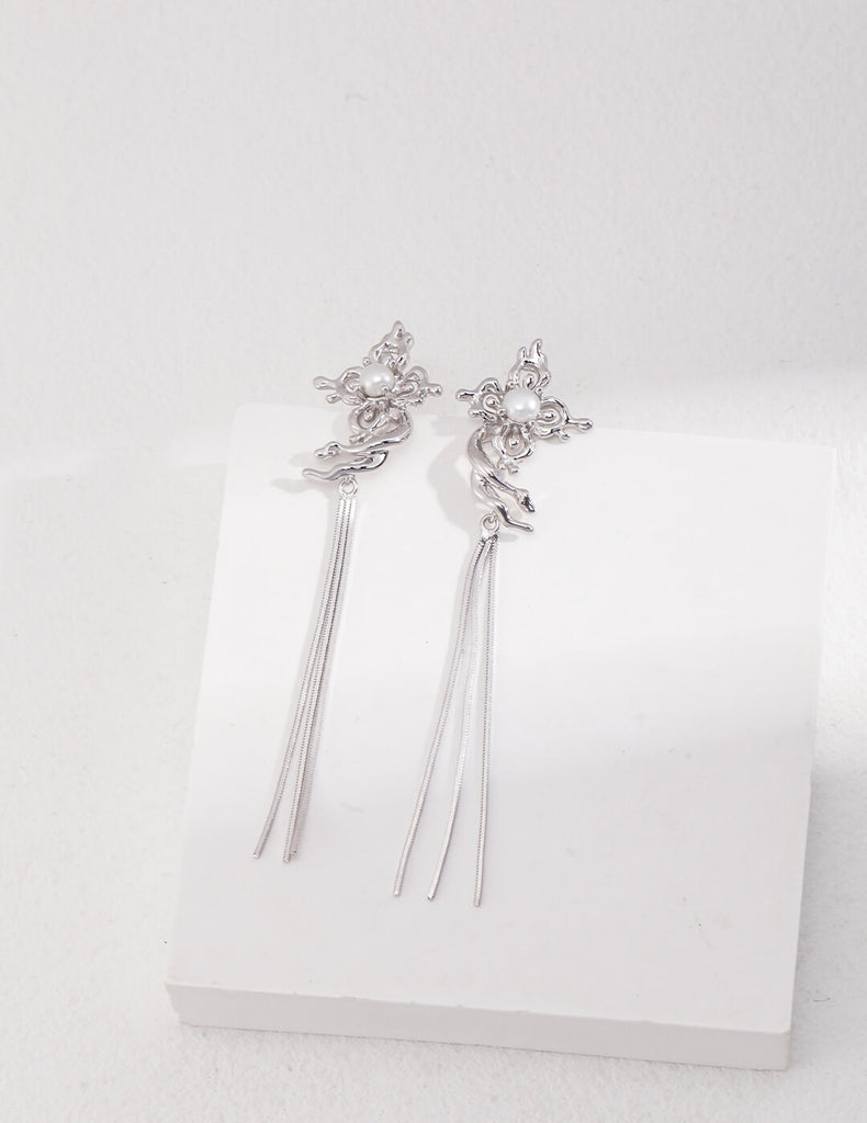 Phalaenopsis Tassel Pearl Earrings