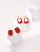 Red Square Drip Glaze Earrings