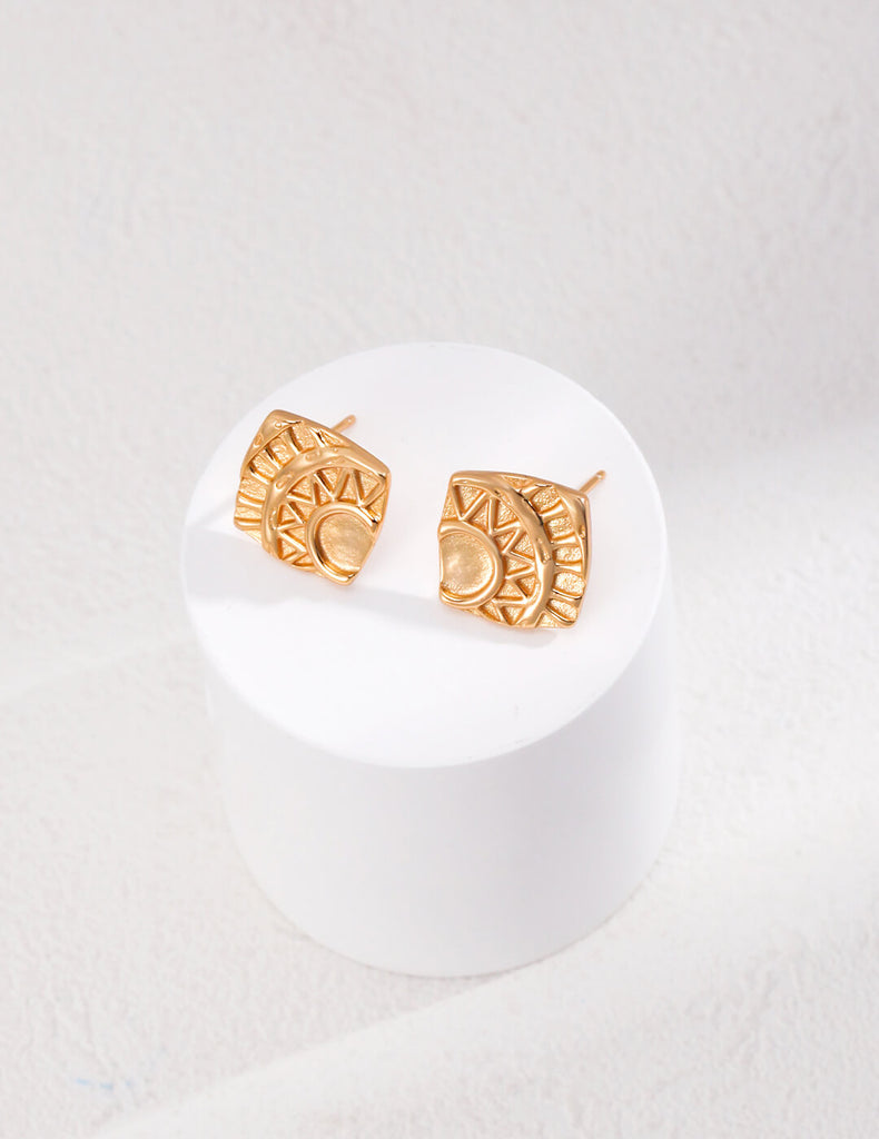 Simple Square Sun Pattern Earrings