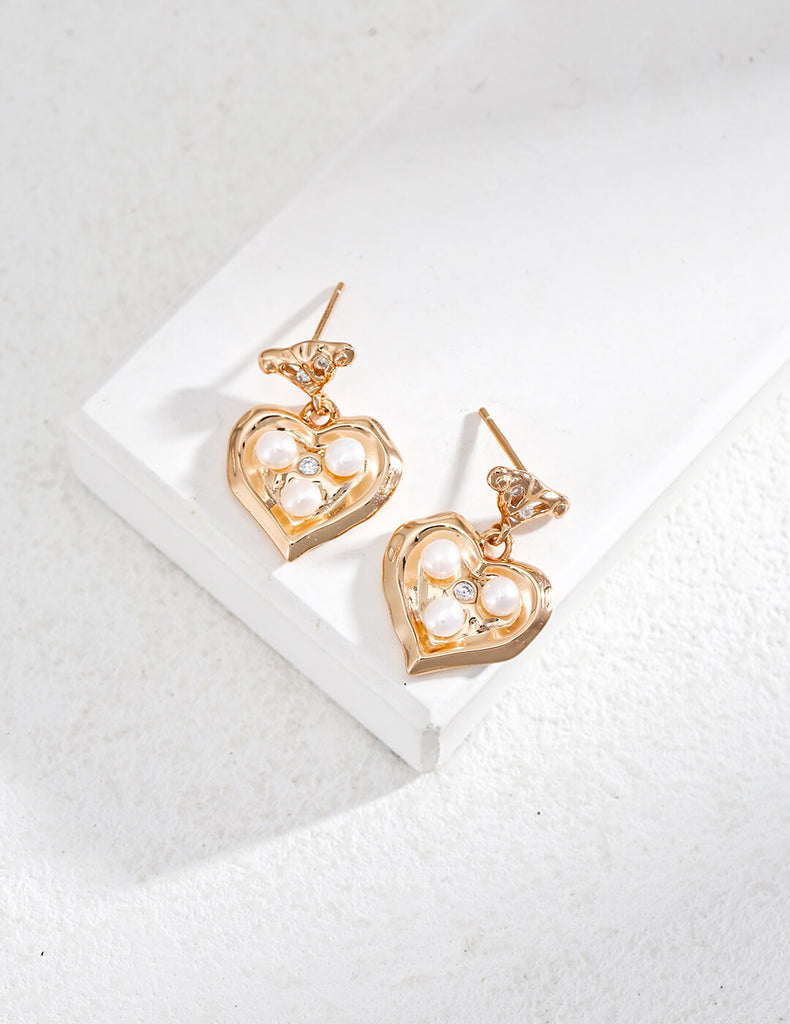 Spades Zircon Pearl Earrings