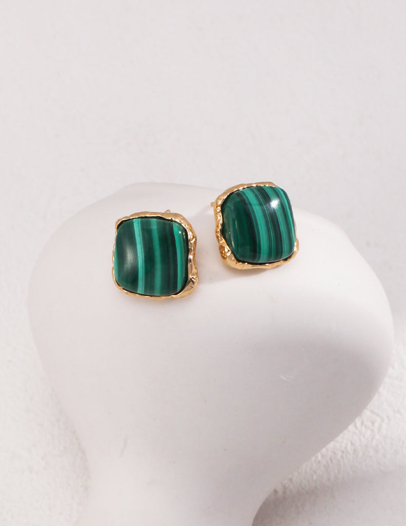 Square Malachite Earrings