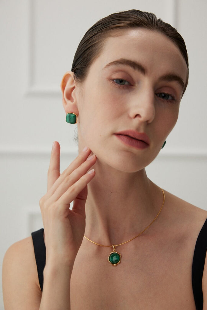 Square Malachite Earrings