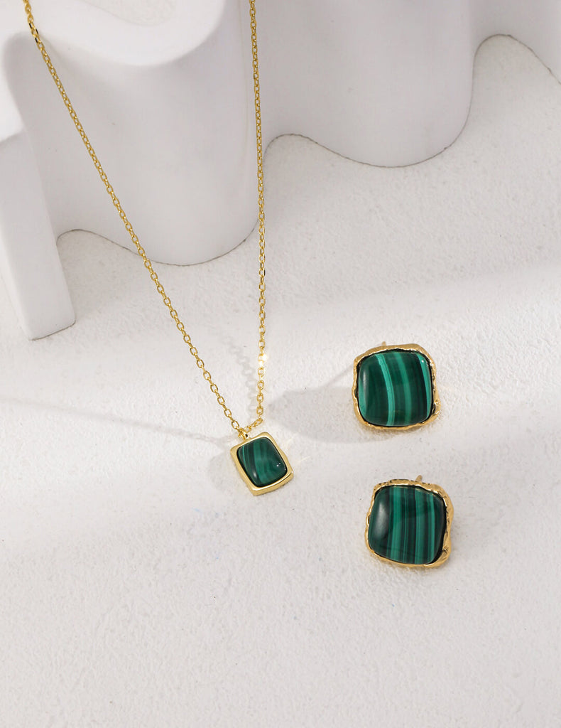 Square Malachite Earrings