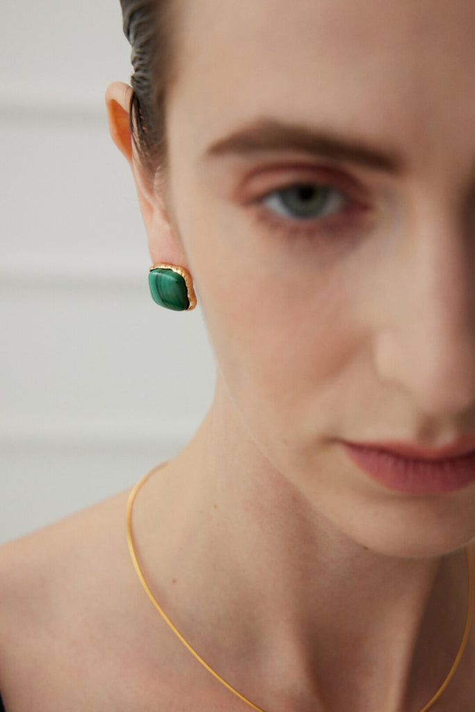 Square Malachite Earrings